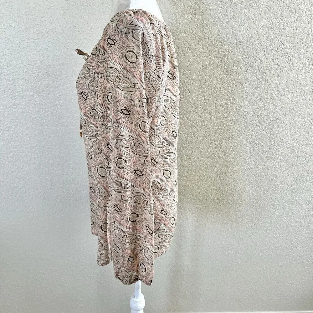 Ann Taylor Loft Light Pink Floral Blouse Shirt Women Size 10 Paisley Print Sheer